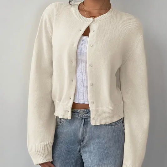 Kittie | Cropped Round Neck Soft Knit Cardigan