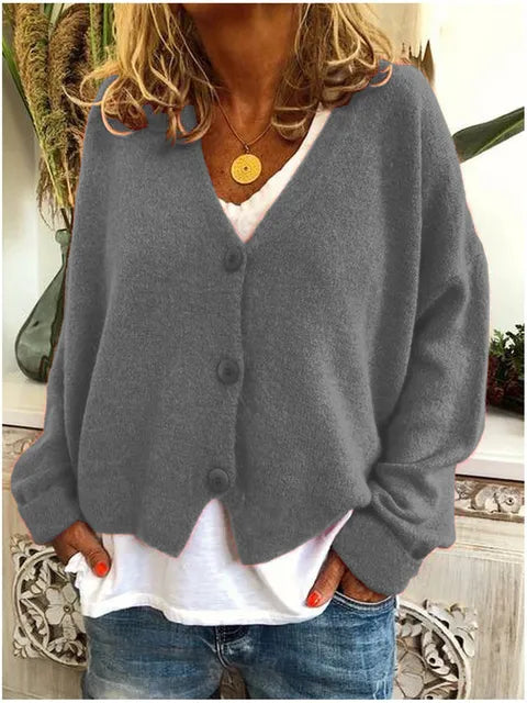 Clementina | Relaxed V-Neck Soft Knit Cardigan