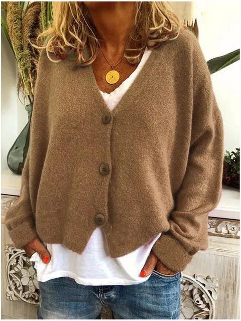 Clementina | Relaxed V-Neck Soft Knit Cardigan