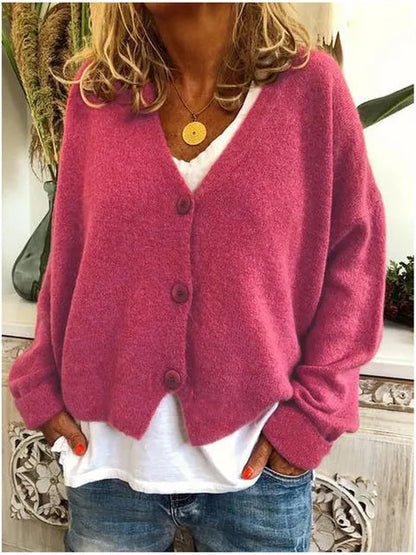Clementina | Relaxed V-Neck Soft Knit Cardigan