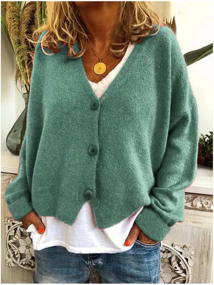 Clementina | Relaxed V-Neck Soft Knit Cardigan