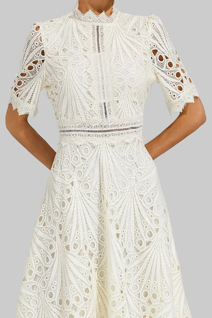 Theodosia | High Neck All-Over Lace A-Line Midi Dress