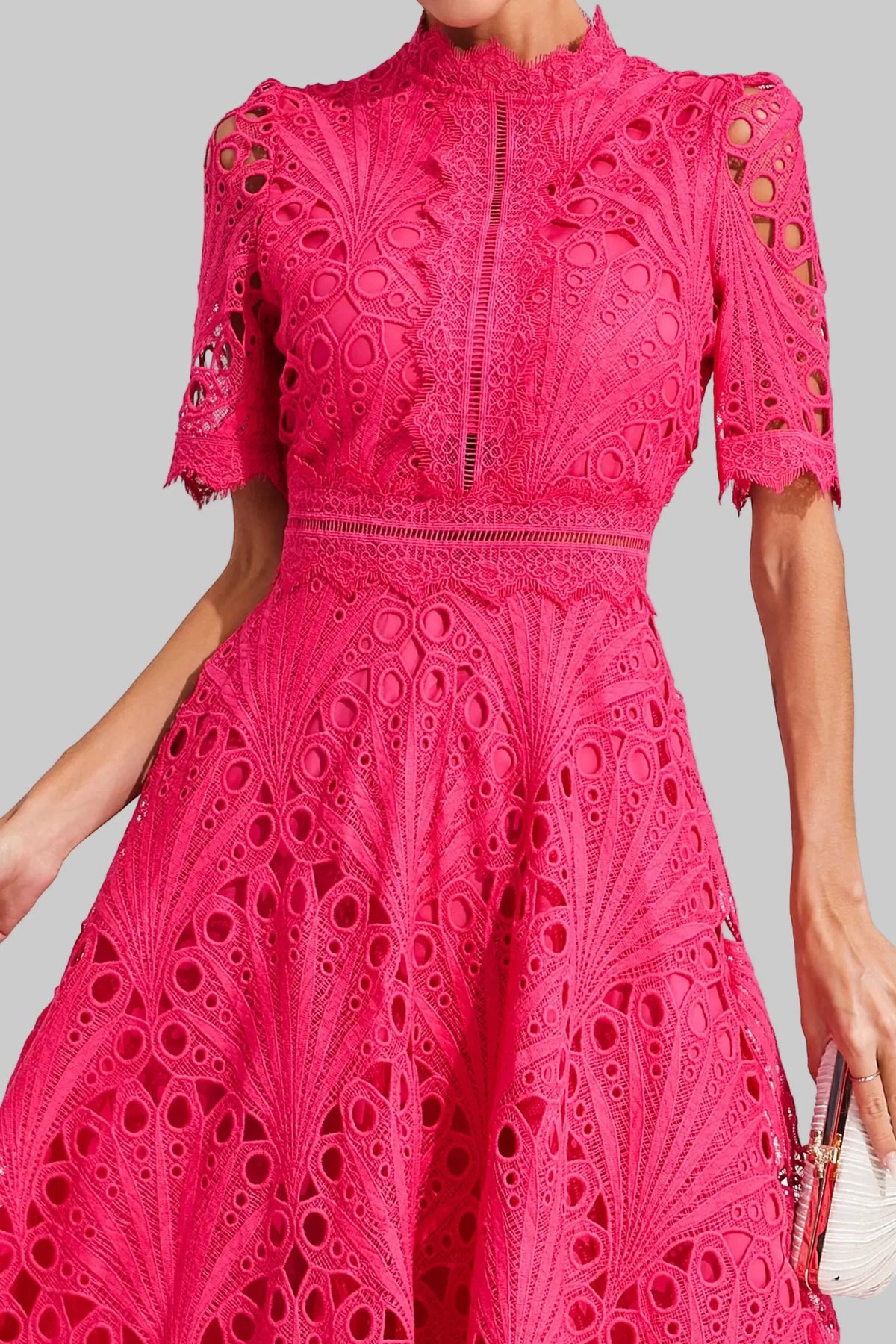 Theodosia | High Neck All-Over Lace A-Line Midi Dress