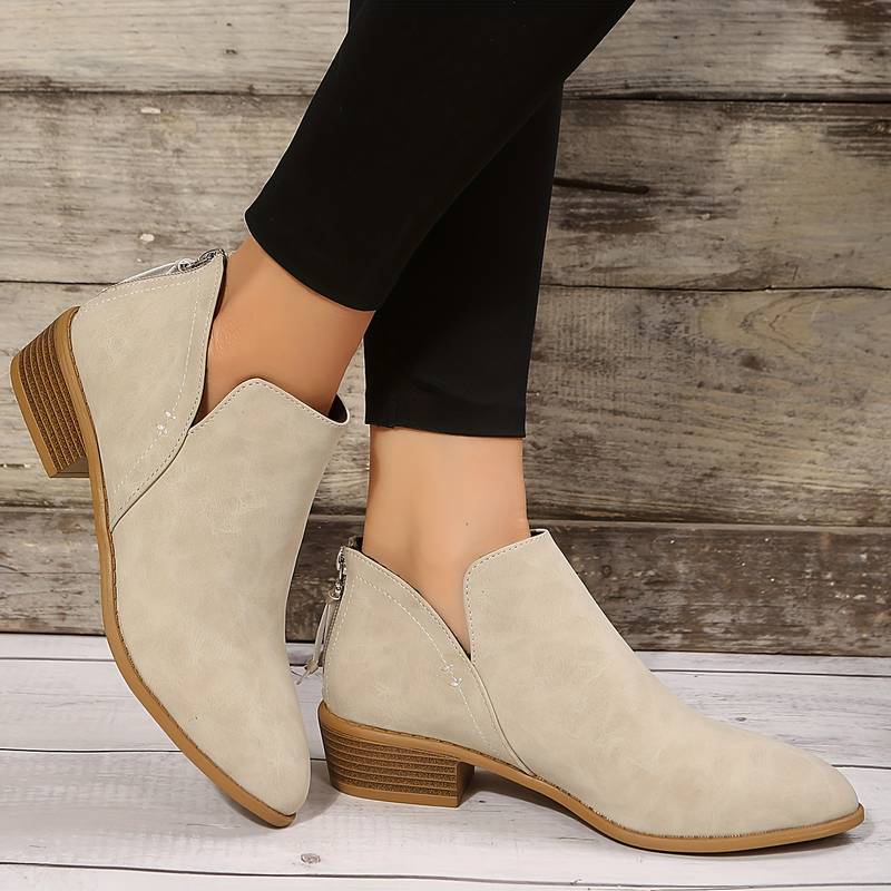 Holly | Suede Ankle Boots with Pointed Toe and Block Heel