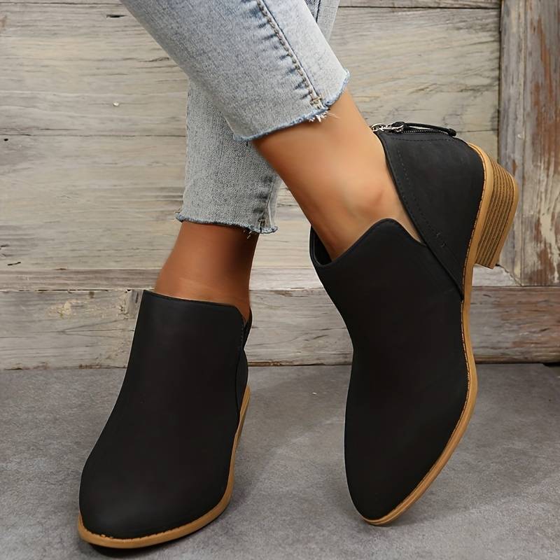 Holly | Suede Ankle Boots with Pointed Toe and Block Heel
