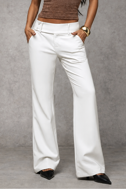 Cally | High Waist Wide Leg Trousers with Double Button Waist