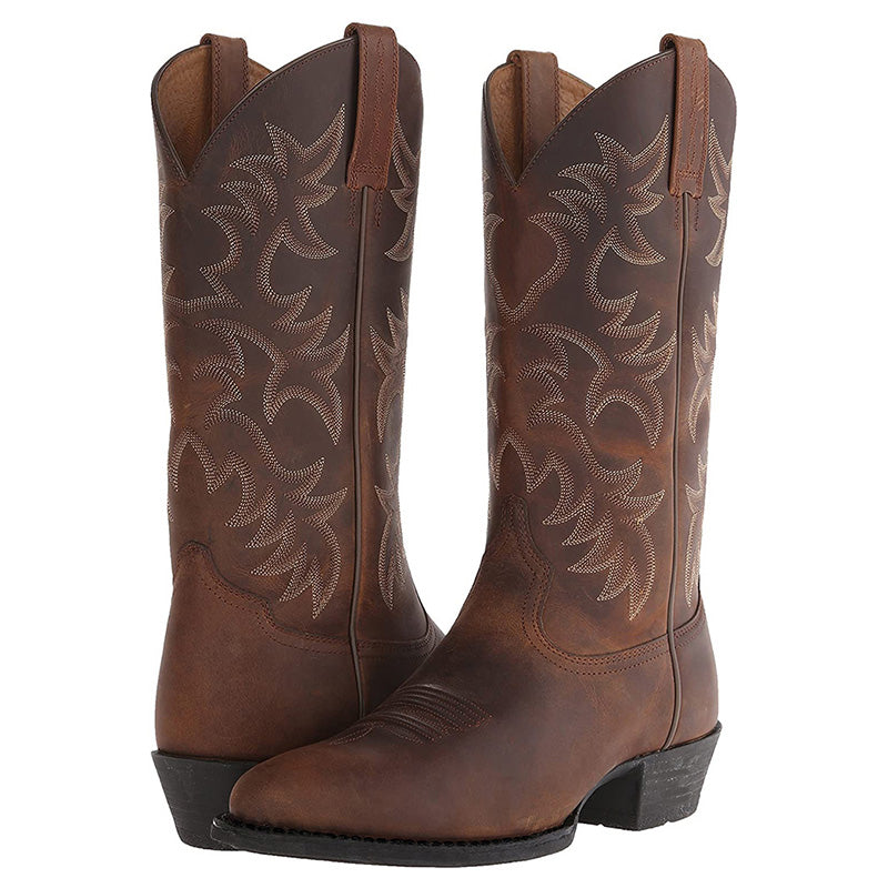 Nelly | Leather Embroidered Pointed Toe Western Cowboy Boots