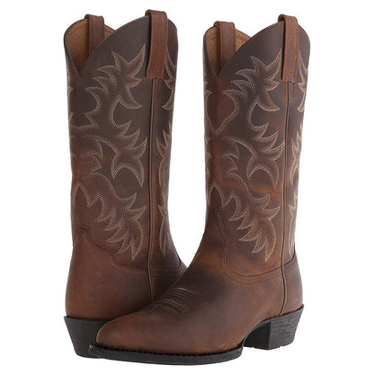 Nelly | Leather Embroidered Pointed Toe Western Cowboy Boots