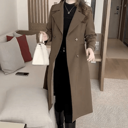 Clarice | Wool Double-Breasted Longline Winter Trench Coat