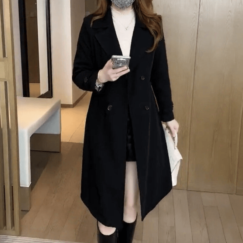 Clarice | Wool Double-Breasted Longline Winter Trench Coat