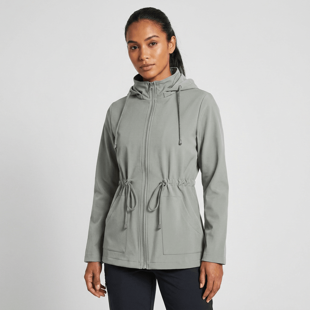 Harlow | Drawstring Waist Zip-Up Hooded Jacket