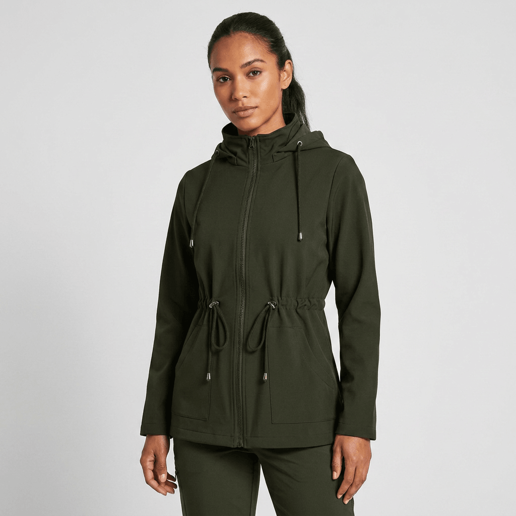 Harlow | Drawstring Waist Zip-Up Hooded Jacket