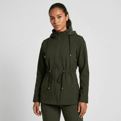 Harlow | Drawstring Waist Zip-Up Hooded Jacket