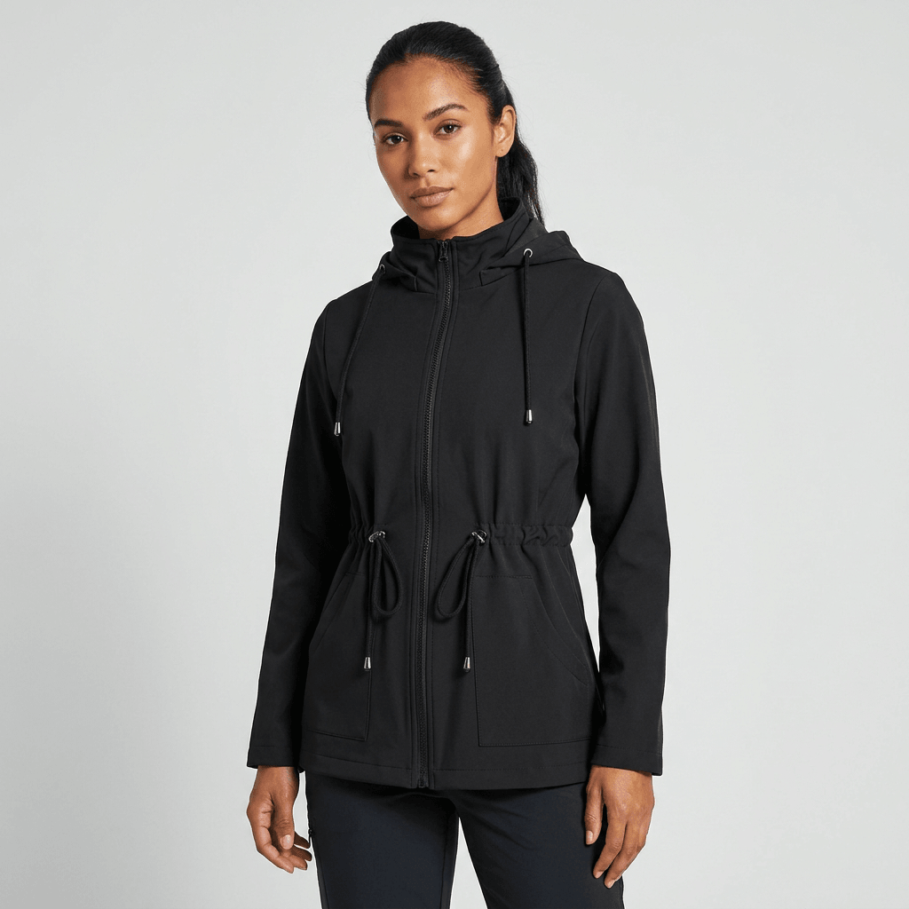 Harlow | Drawstring Waist Zip-Up Hooded Jacket