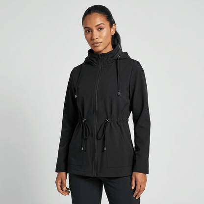 Harlow | Drawstring Waist Zip-Up Hooded Jacket