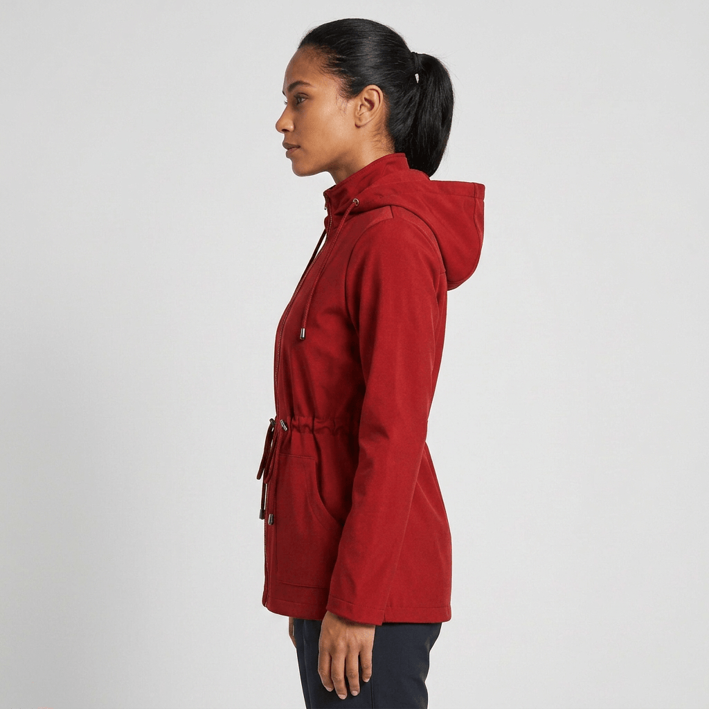 Harlow | Drawstring Waist Zip-Up Hooded Jacket