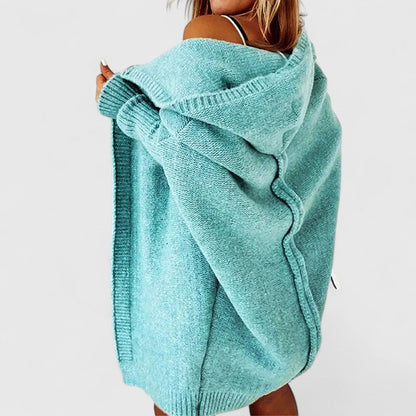 Rosalynne | Hooded Knee-Length Winter Cardigan