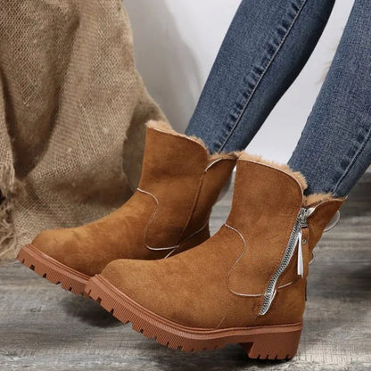 Imogen | Warm Suede Winter Ankle Boots with Fluffy Fur Collar