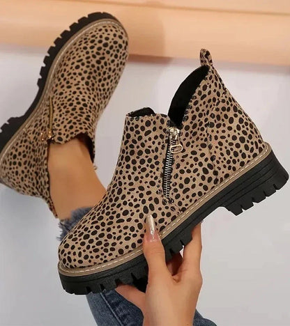 Aurelia | Platform Round Toe Side Zip Ankle Boots