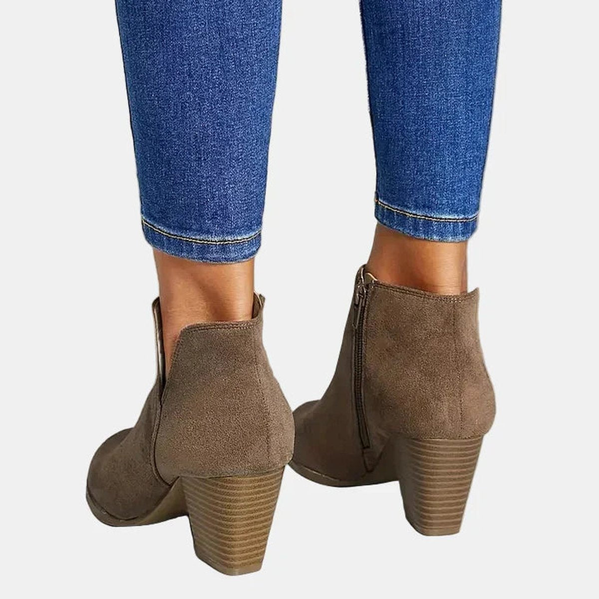 Tina | Suede Cut Out Block Heel Ankle Boots