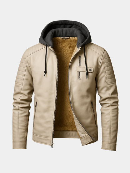 Crispin | Hooded Leather Jacket with Wool-Lined Interior