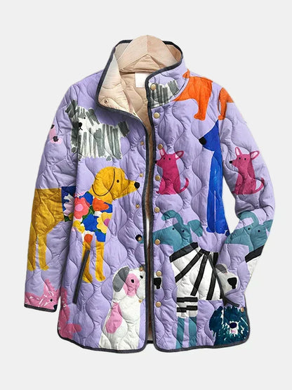 Gabriella | Dog Print Quilted Jacket