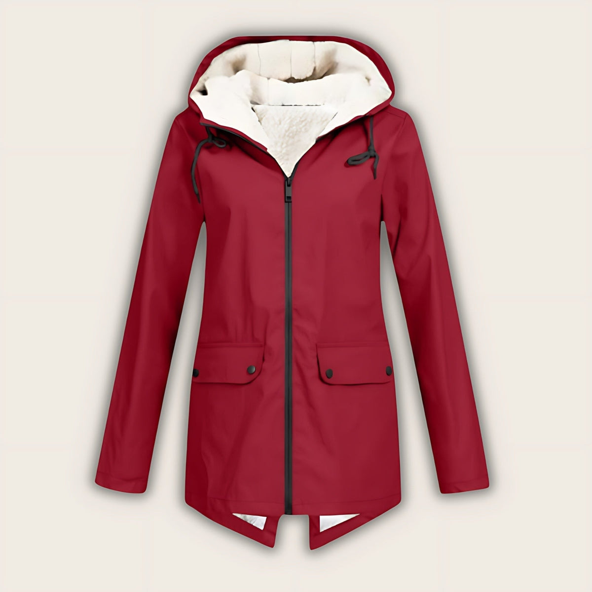 Haven | Fleece-Lined Waterproof Hooded Raincoat, Mid-Length