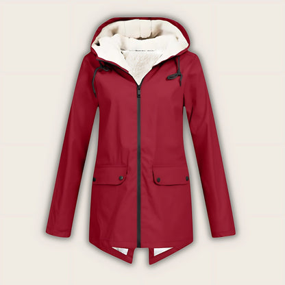 Haven | Fleece-Lined Waterproof Hooded Raincoat, Mid-Length