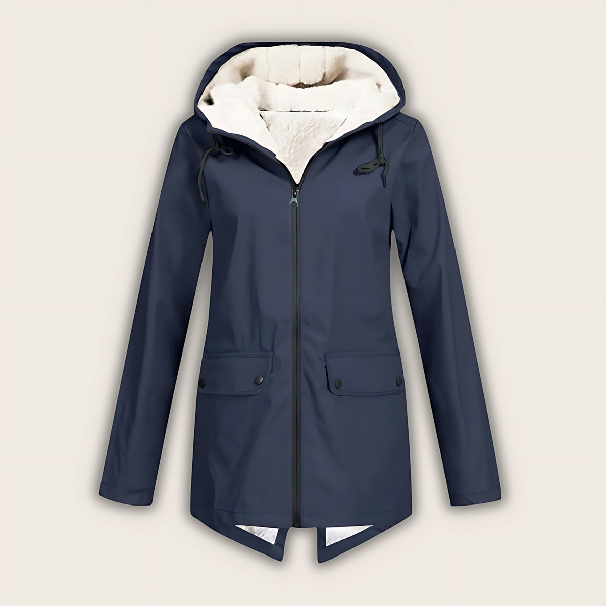 Haven | Fleece-Lined Waterproof Hooded Raincoat, Mid-Length