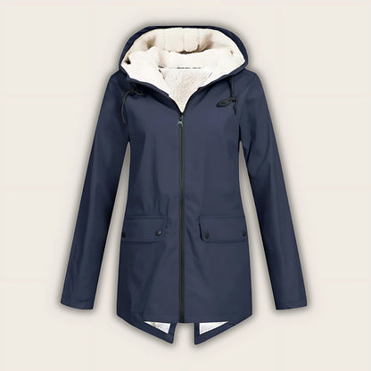 Haven | Fleece-Lined Waterproof Hooded Raincoat, Mid-Length