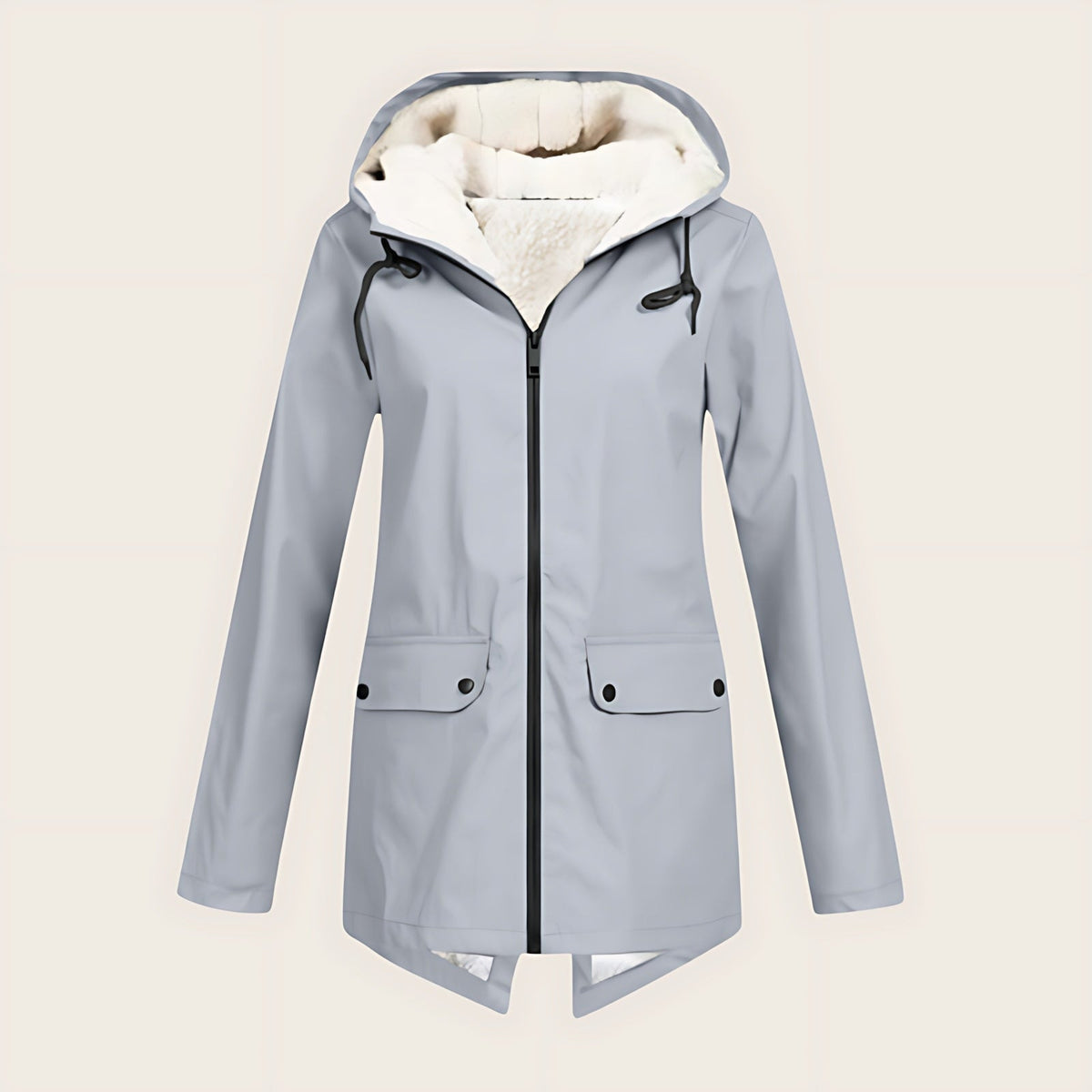 Haven | Fleece-Lined Waterproof Hooded Raincoat, Mid-Length