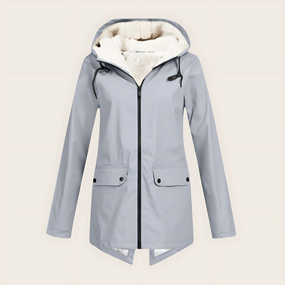 Haven | Fleece-Lined Waterproof Hooded Raincoat, Mid-Length