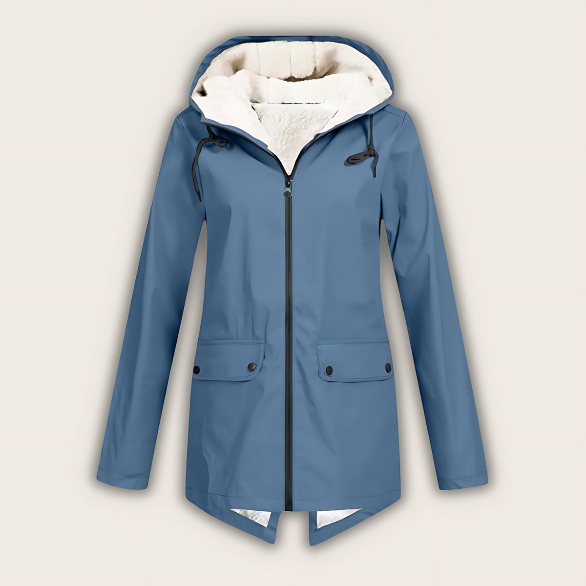 Haven | Fleece-Lined Waterproof Hooded Raincoat, Mid-Length