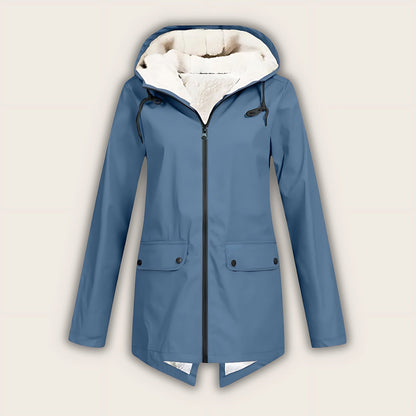 Haven | Fleece-Lined Waterproof Hooded Raincoat, Mid-Length