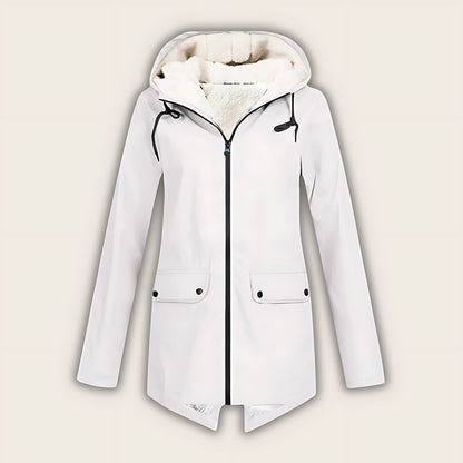 Haven | Fleece-Lined Waterproof Hooded Raincoat, Mid-Length