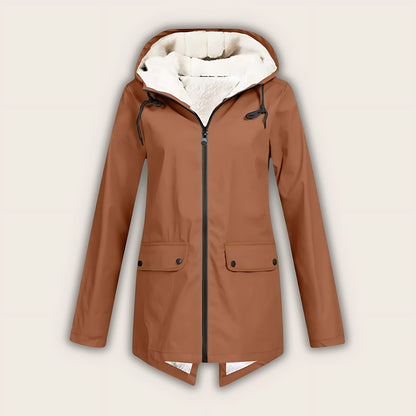 Haven | Fleece-Lined Waterproof Hooded Raincoat, Mid-Length