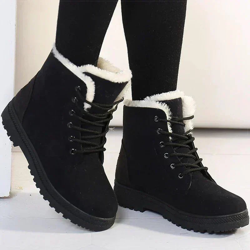 Valerie | Suede Faux Fur Lace Up Winter Snow Boots