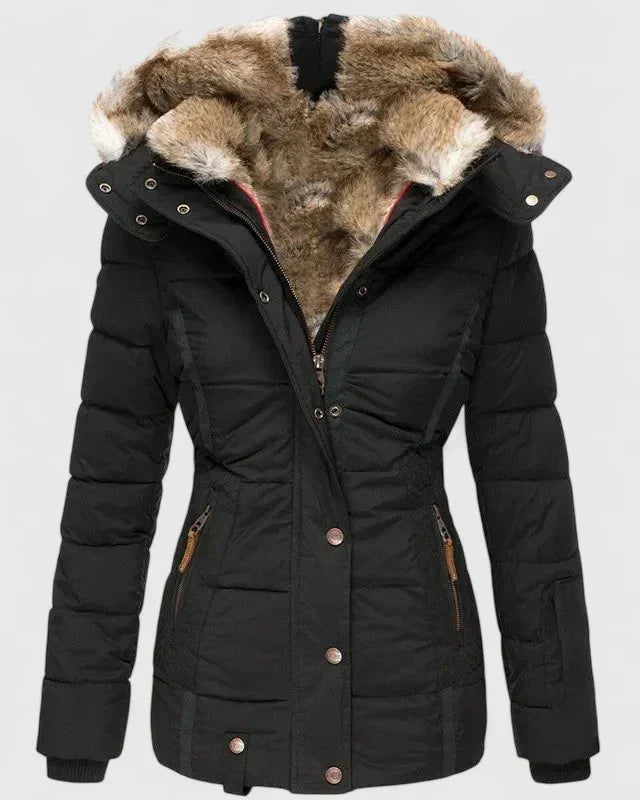 Gina | Quilted Faux Fur Hood Puffer Coat