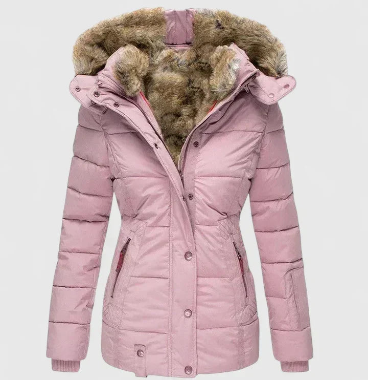 Gina | Quilted Faux Fur Hood Puffer Coat