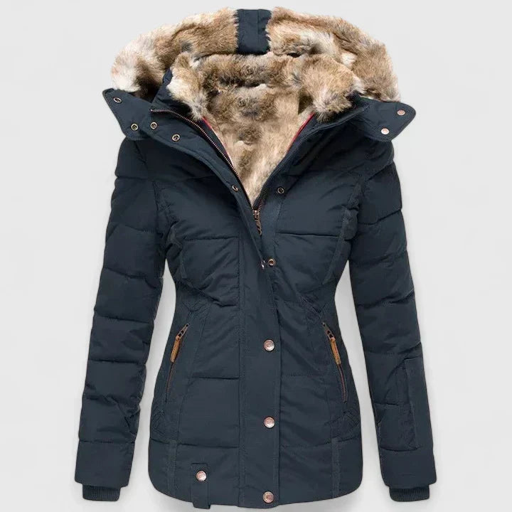 Gina | Quilted Faux Fur Hood Puffer Coat