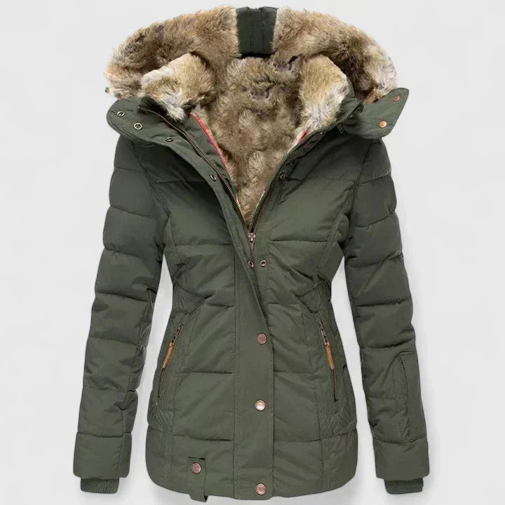 Gina | Quilted Faux Fur Hood Puffer Coat