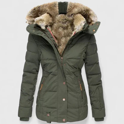 Gina | Quilted Faux Fur Hood Puffer Coat