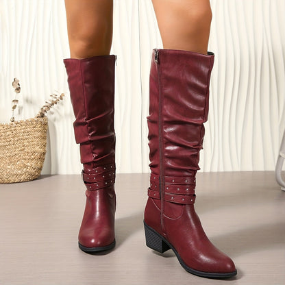 Lennox | Slouchy Buckle-Strap Knee-High Boots