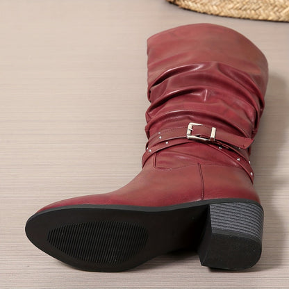 Lennox | Slouchy Buckle-Strap Knee-High Boots