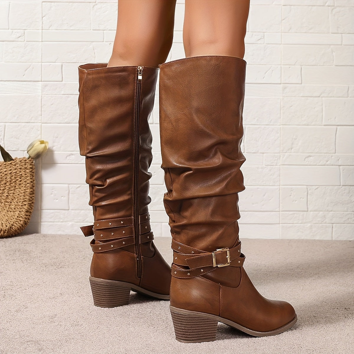Lennox | Slouchy Buckle-Strap Knee-High Boots