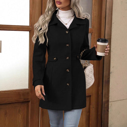 Lavinia | Tailored Button Front Trench Coat with Belt Tabs