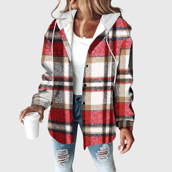 Parker | Relaxed Fit Plaid Hooded Button-Front Jacket