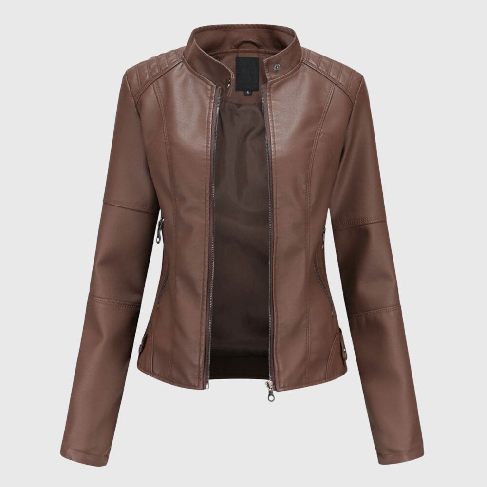 Serena | Elegant Fitted Leather Moto Jacket