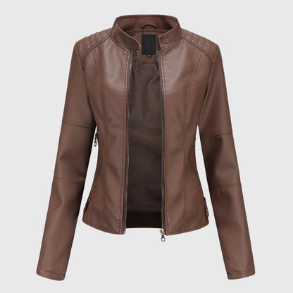 Serena | Elegant Fitted Leather Moto Jacket