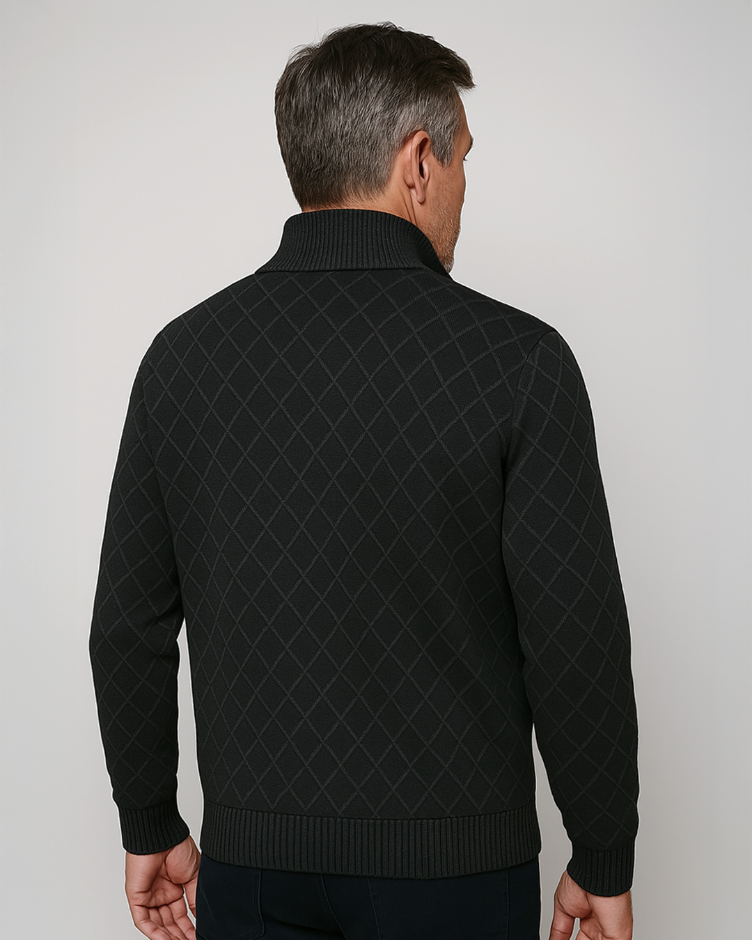 Jolyon | Checked Knit Zip Jacket with Ribbed Trims